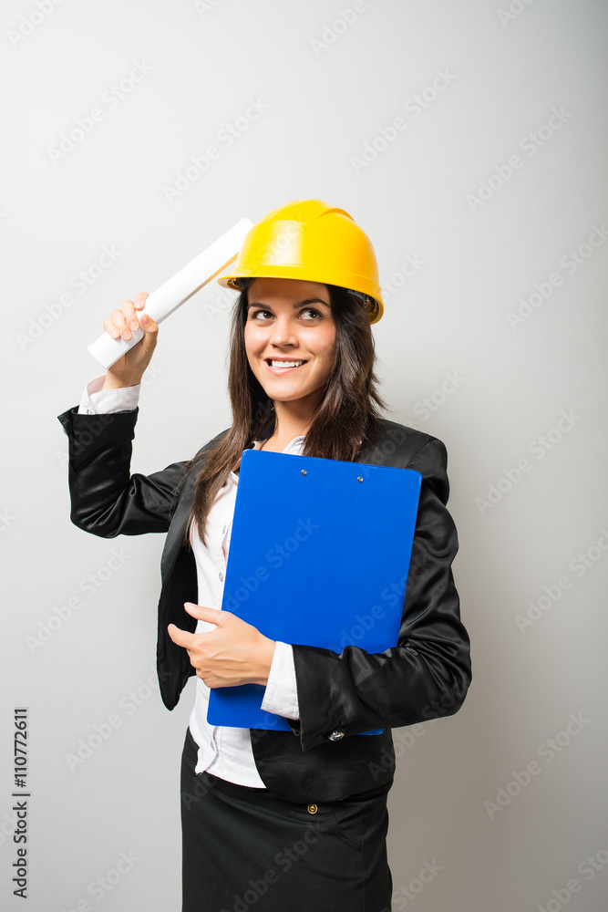 Woman in helmet Engineer, Designer, Architect Woman in helmet Engineer, Designer, Architect