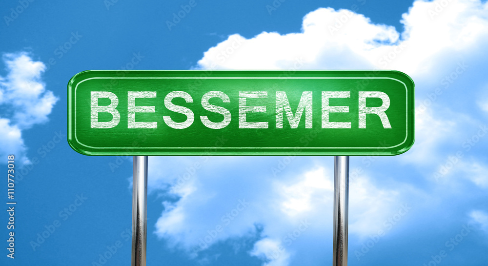 Obraz premium bessemer vintage green road sign with highlights
