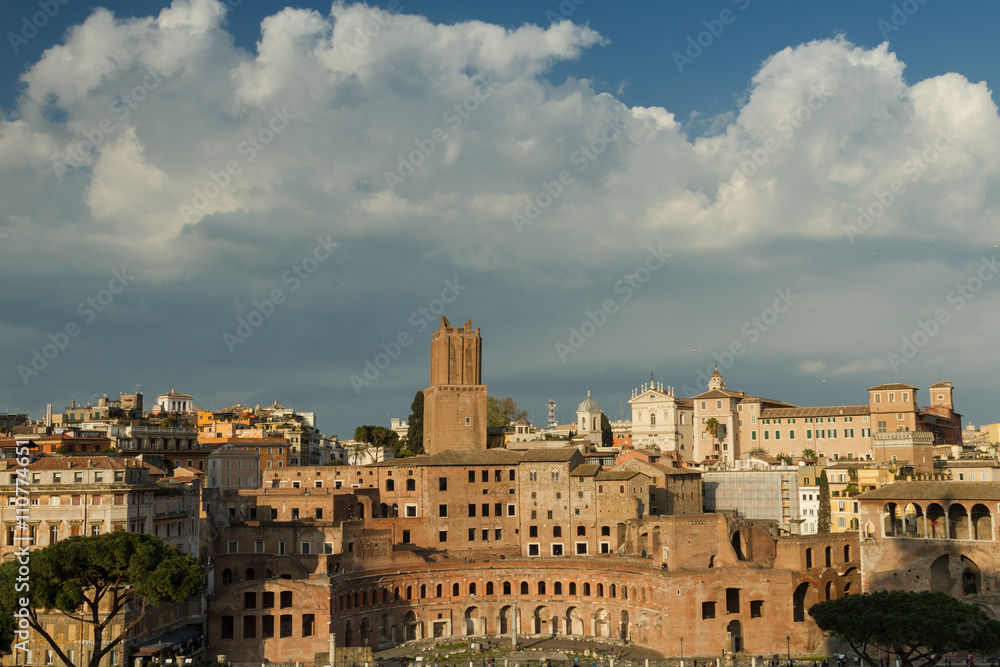 Big clouds over the ancient Trajan Market