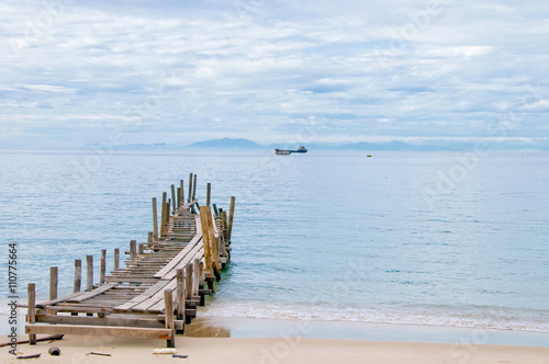 Jetty at the sandy beach i Cu Lao Cham island  Danang  Vietnam