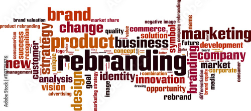 Rebranding word cloud concept. Vector illustration