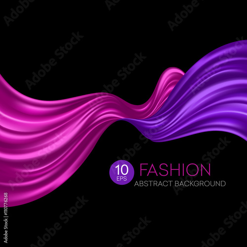 Red flying silk fabric. Fashion background. Vector illustration
