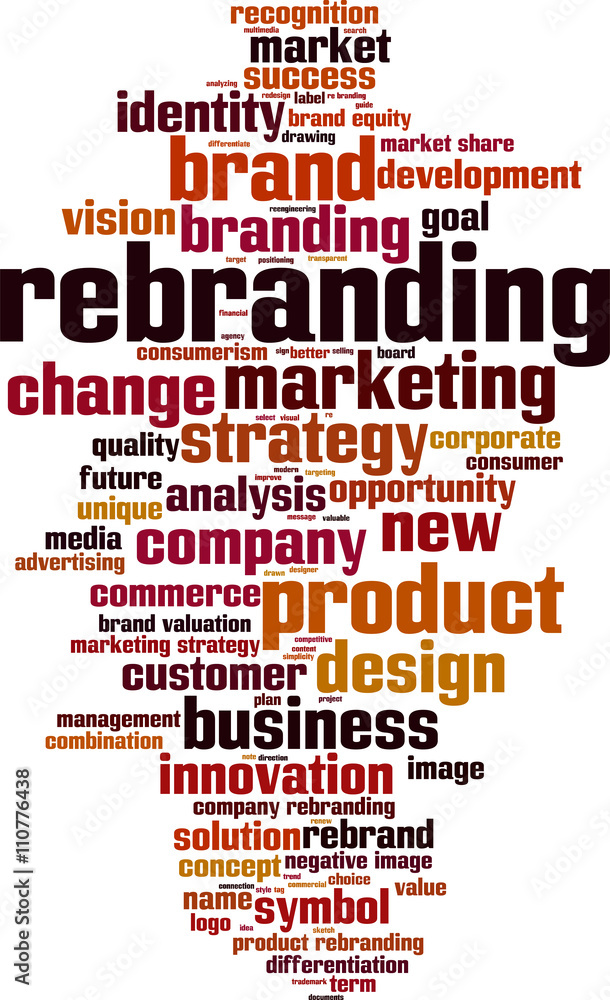 Obraz premium Rebranding word cloud concept. Vector illustration