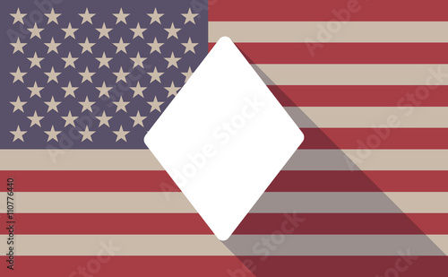 Long shadow USA flag icon with the diamond poker playing car