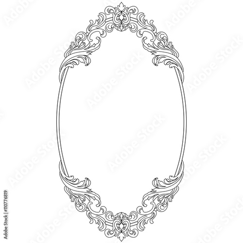 Oval vintage frame. Vector.