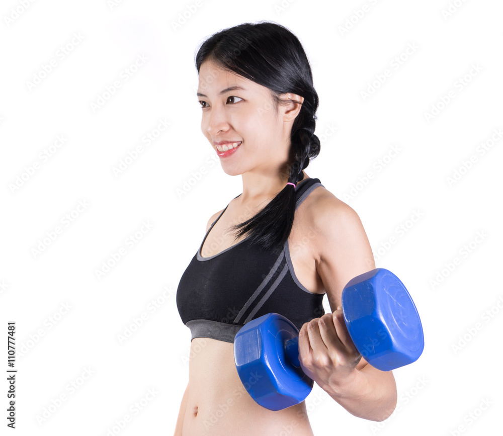 Fitness sport girl smiling happy on white background Fitness sport girl smiling happy on white background