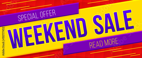 Weekend sale banner. Sale and discounts. Vector illustration