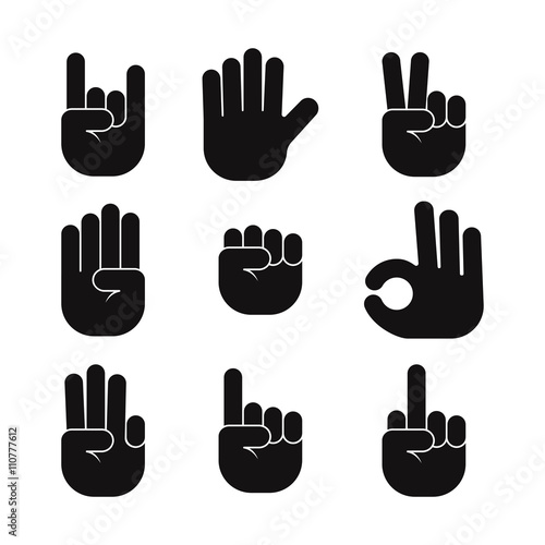 Hands collection - set of variety vector gestures icons.