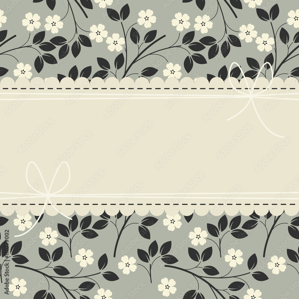Spring lace frame with cute white flowers and leaves Spring lace frame with cute white flowers and leaves