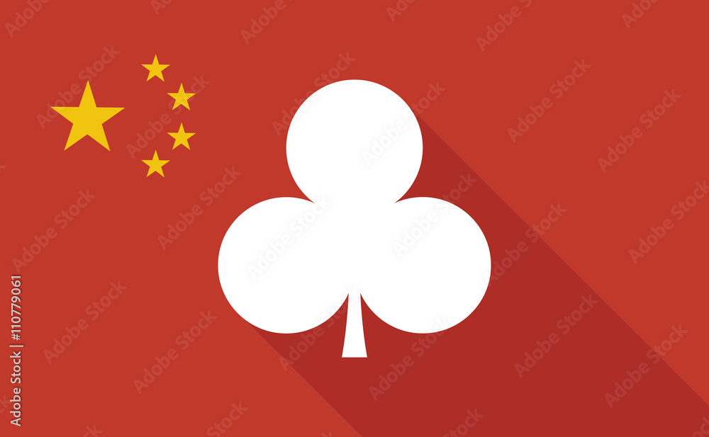 China long shadow flag with   the  Club  poker playing card sign
