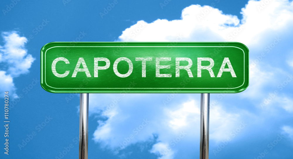 Obraz premium Capoterra vintage green road sign with highlights