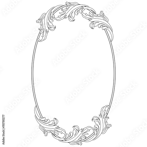 Oval vintage frame. Vector.