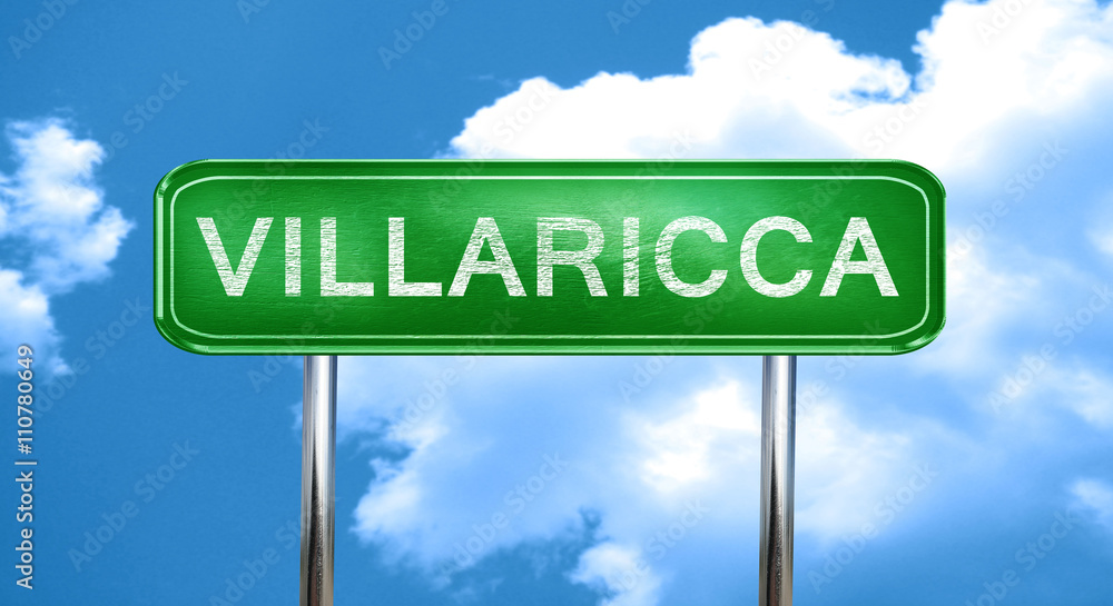 Obraz premium Villaricca vintage green road sign with highlights