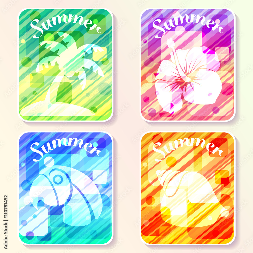 Set of four colorful abstract summer poster designs