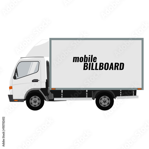 Blank mobile billboard template isolated on white background