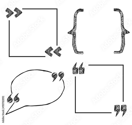 Hand Drawn Quote textboxes set. Isolated on White background. Vector illustration. Templates for Design,  Background, Banners, Websites. Doodle Elements.