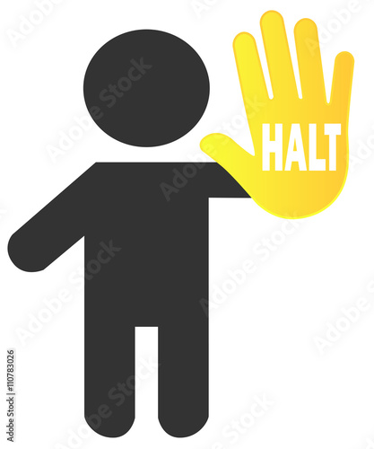 Männchen sagt HALT (für Gewalt, Straftaten, etc.)