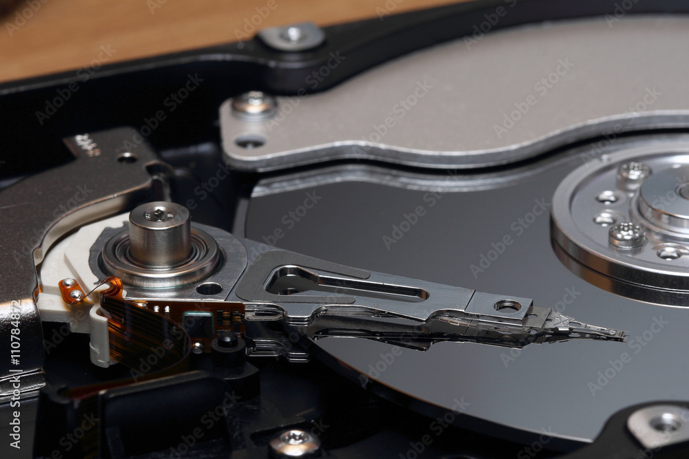 HDD head photographed close up HDD head photographed close up
