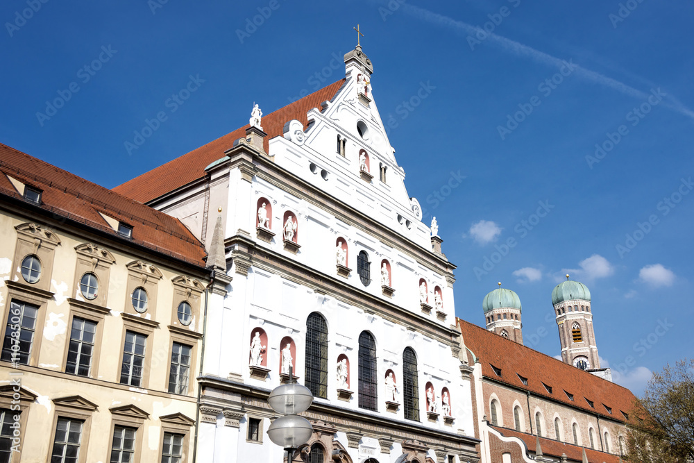 Munich, Germany: Front section of St. Michael's Church in the Neuhauser Street