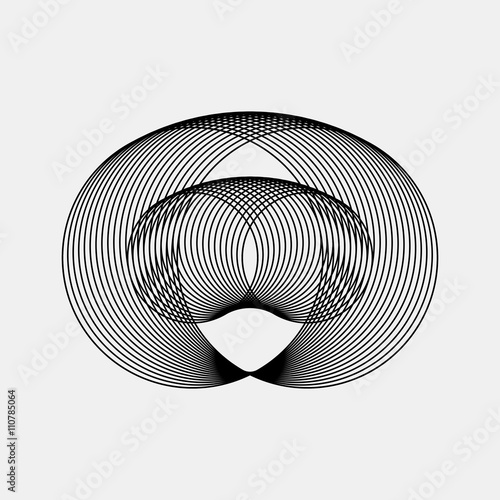 Black abstract fractal shape with light background for logo, design concepts, posters, banners, web, presentations and prints. Vector illustration. photo