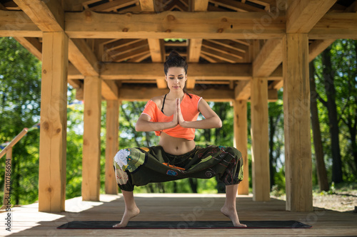 Girl is engaged in yoga