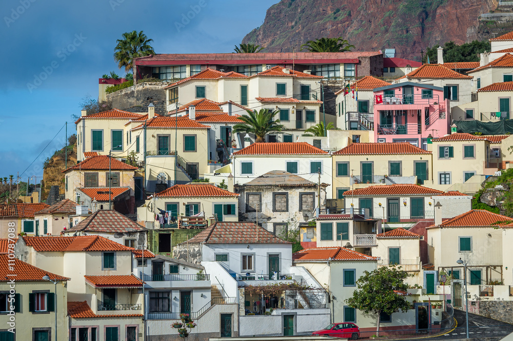 Old traditional colorful houses in Camara de Lobos, Madeira