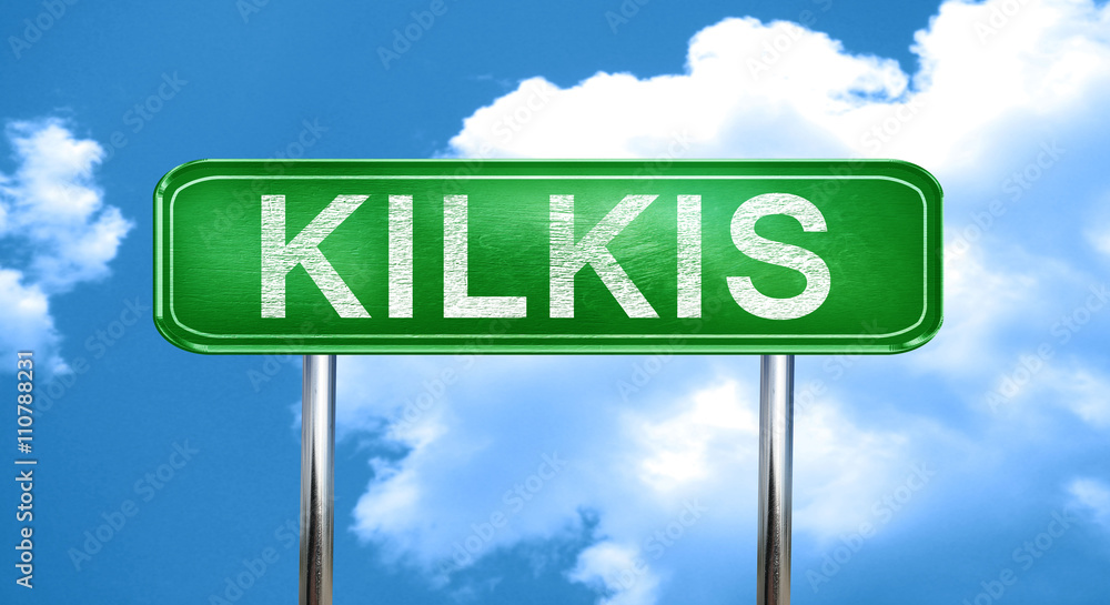 Obraz premium Kilkis vintage green road sign with highlights