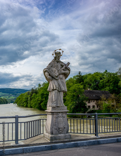 Statue on the Rhine brige signaling entrance into Germany