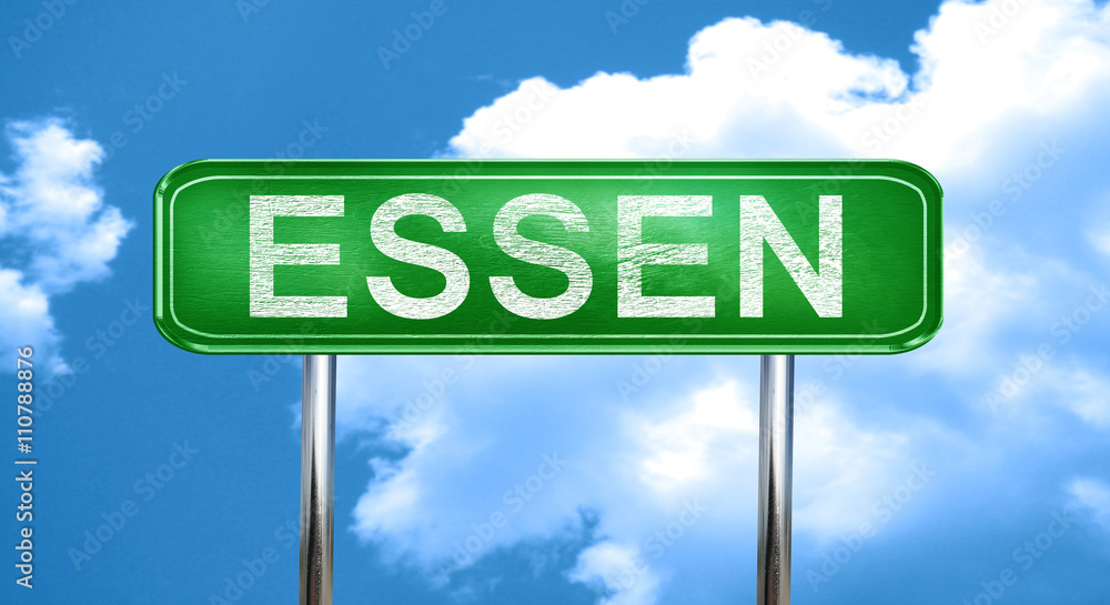 Obraz premium Essen vintage green road sign with highlights