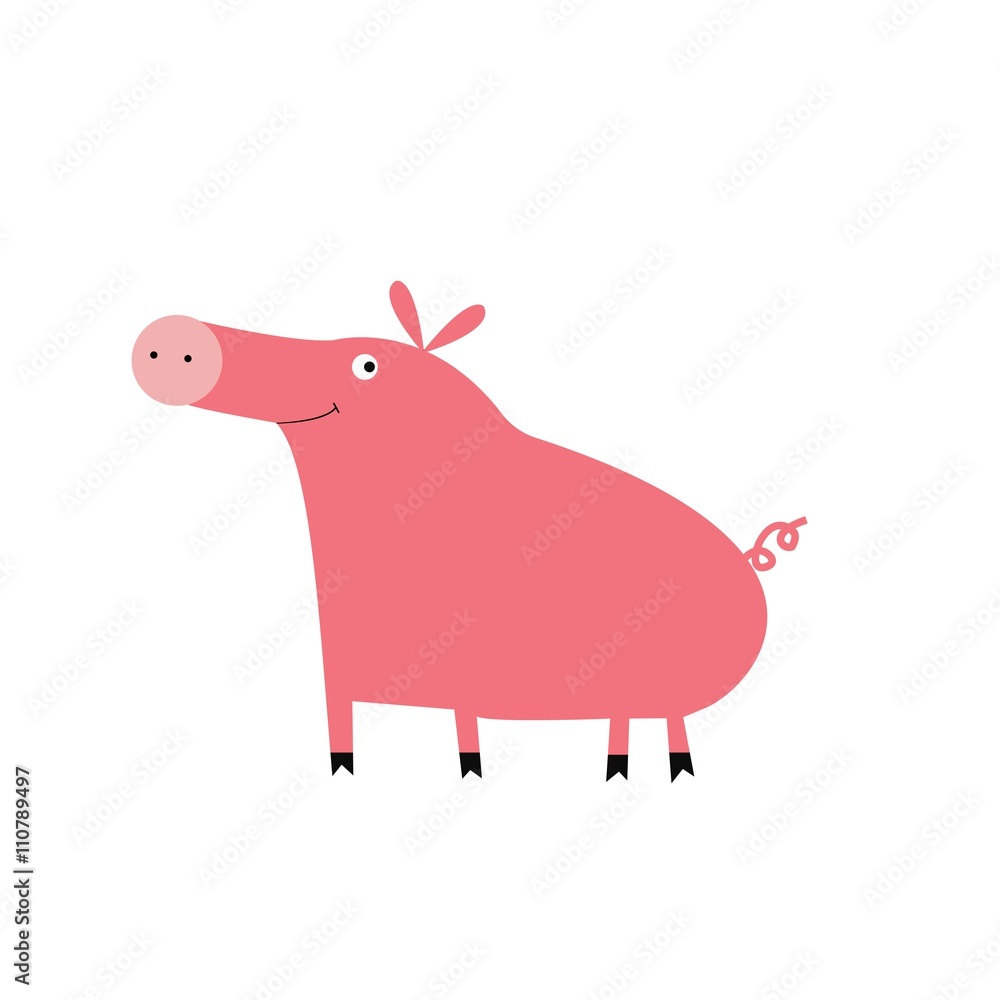 Cartoon vector pig illustration. Cute farm animal. Cartoon vector pig illustration. Cute farm animal.
