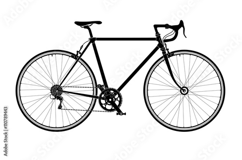 Classic mens town, road bike silhouette, detailed vector illustration photo