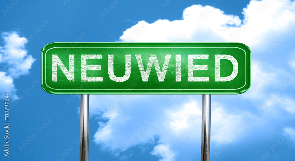 Obraz premium Neuwied vintage green road sign with highlights