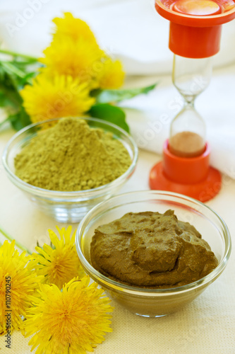 Henna powder. Henna paste. Prepare henna paste.