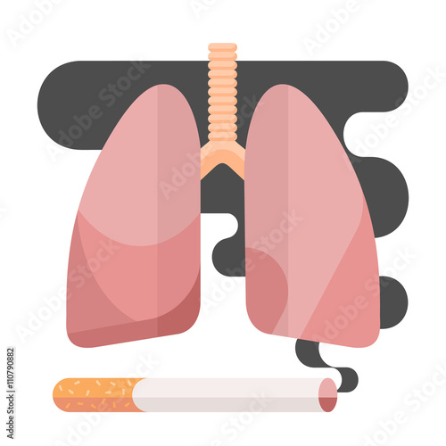 Icons about smoking, vector illustration flat, the dangers of smoking, health problems due to smoking, human lungs, nicotine dangerous, danger to life and limb due to nicotine