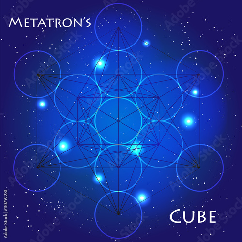 Sacred Geometry. Metatron's cube illustration. photo