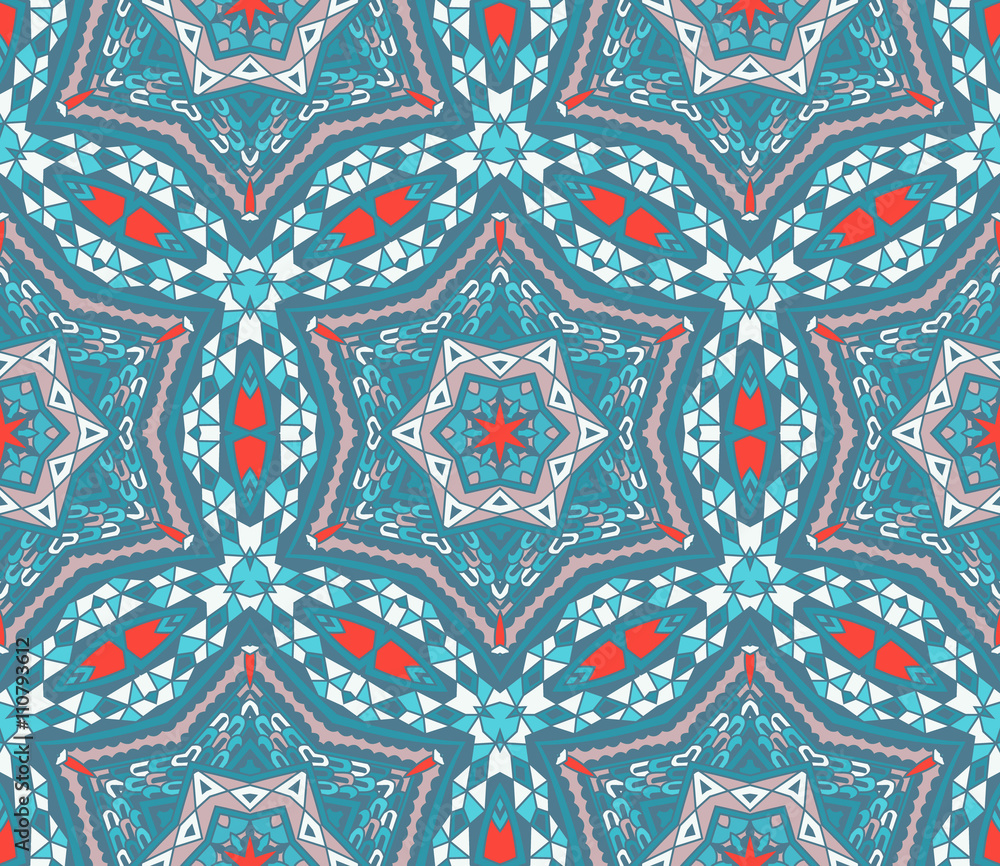 Abstract winter  vintage mosaic  seamless pattern 