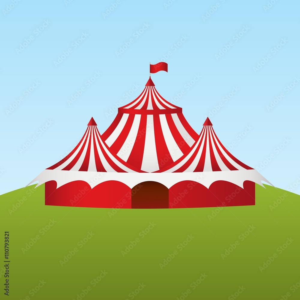 Circus tent. Colored background. Vector. 