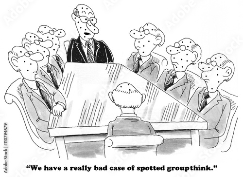 Business cartoon about groupthink.