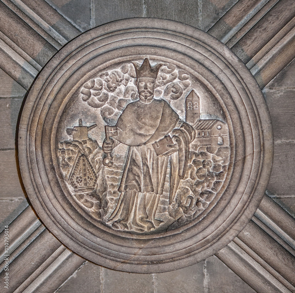 carving on stone wall.