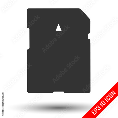 Memory card icon. Memory card silhouette. SD Memory Card. Flash drive icon. Vector illustration.