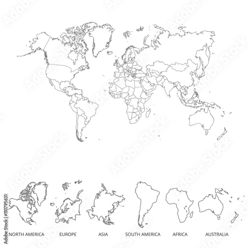 World map colorful. Vector illustration.