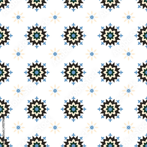 Abstract winter geometrical flower seamless pattern