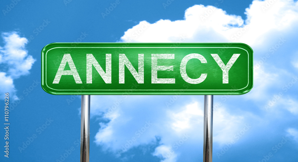 Obraz premium annecy vintage green road sign with highlights