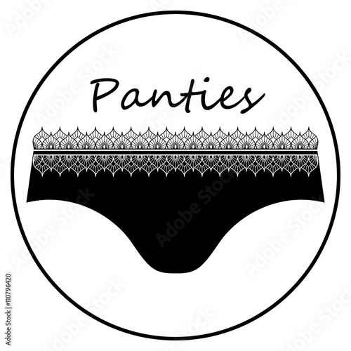 Black brazilian bikini panties with frill for flat icon.