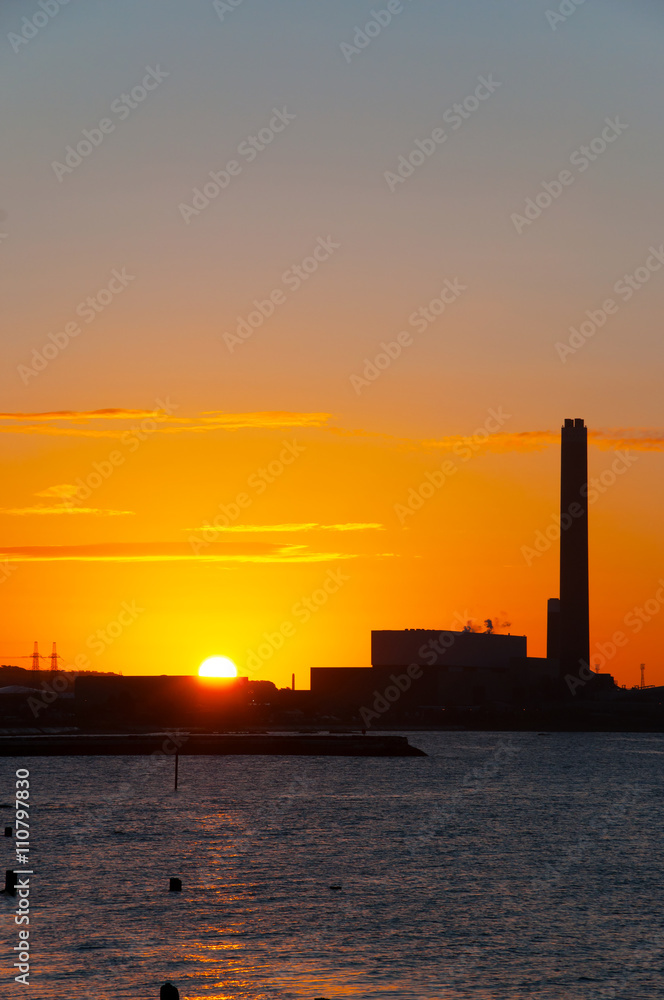Dawn at power plant
