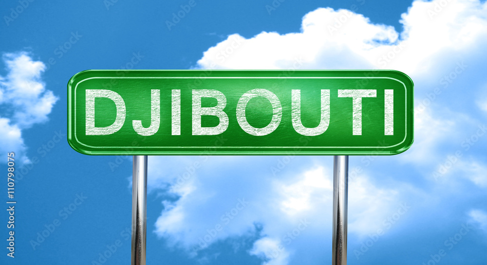 Obraz premium Djibouti vintage green road sign with highlights