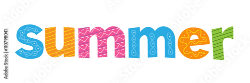 "SUMMER" colourful vector lettering in How Chunky font