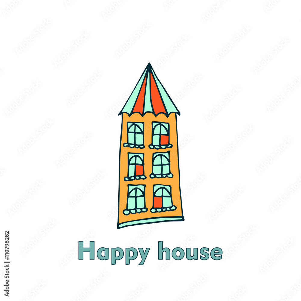 Fototapeta premium Doodle style house sign for your design
