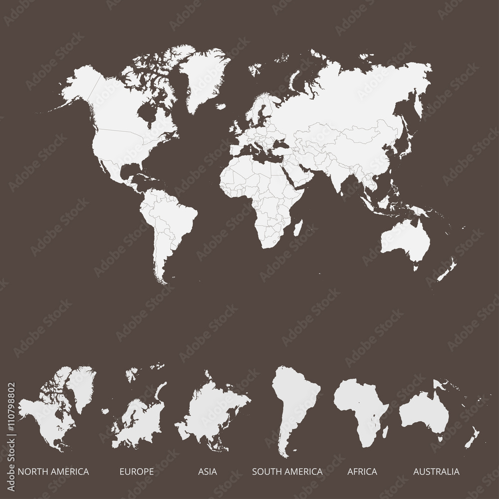 Naklejka premium World map colorful. Vector illustration.
