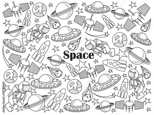 Space colorless set vector illustration